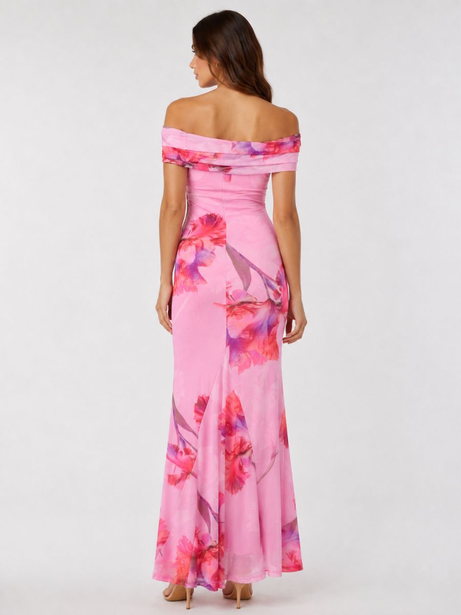 Amani Off-the-Shoulder Mesh Maxi Dress