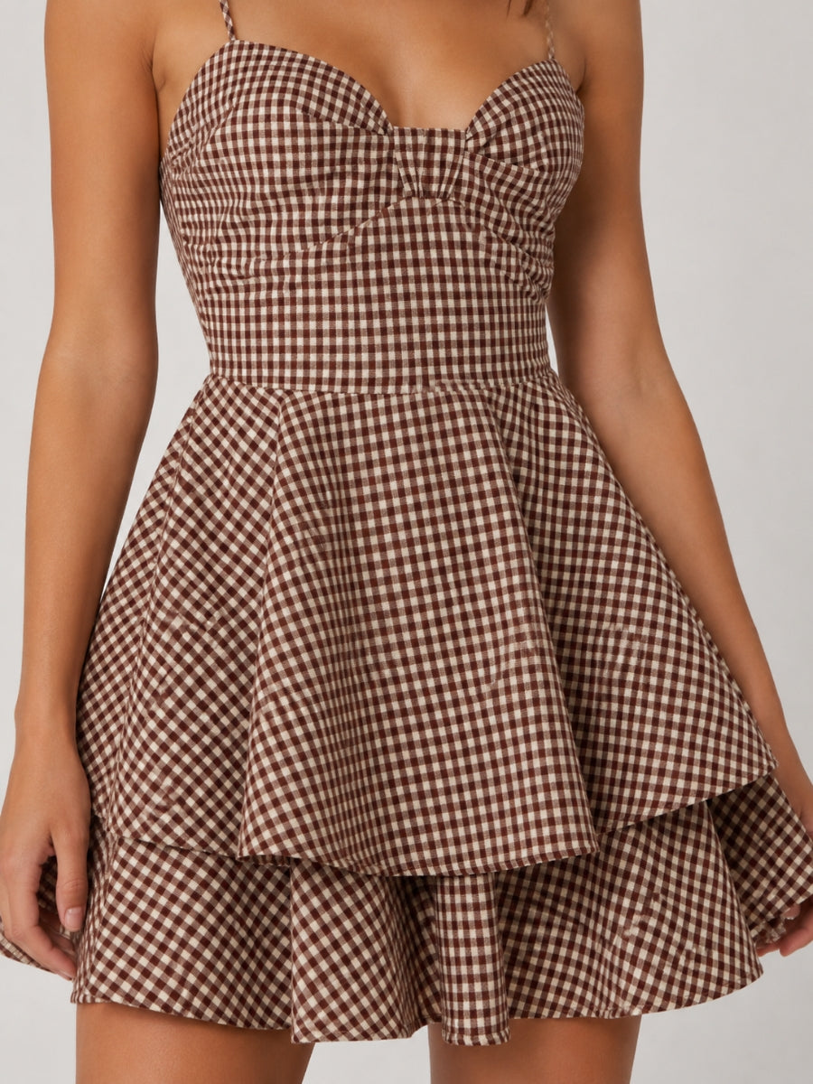 Dolly Gingham Spaghetti Strap Mini Dress
