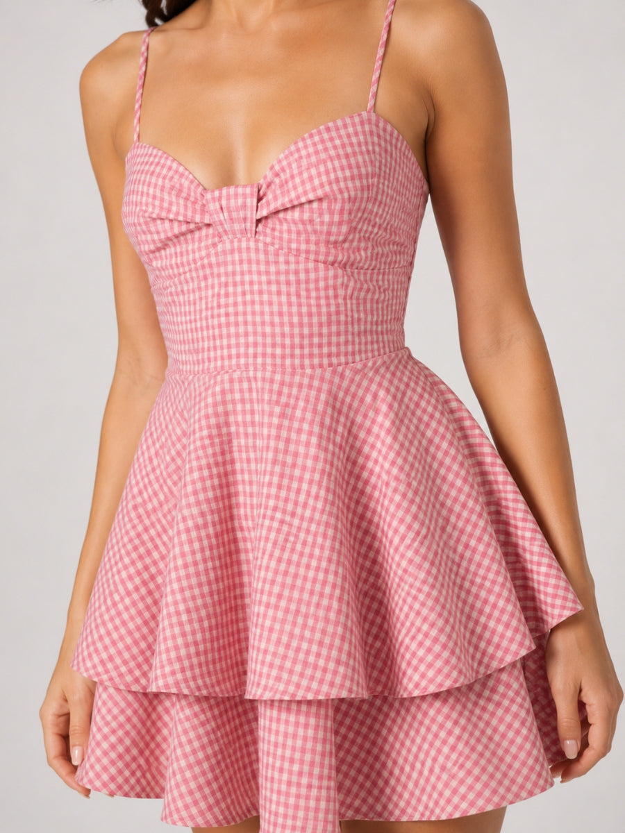 Dolly Gingham Spaghetti Strap Mini Dress