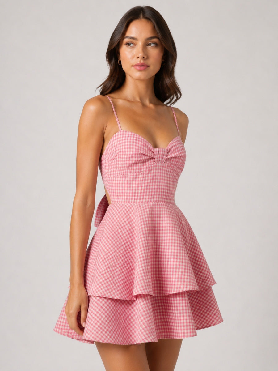 Dolly Gingham Spaghetti Strap Mini Dress