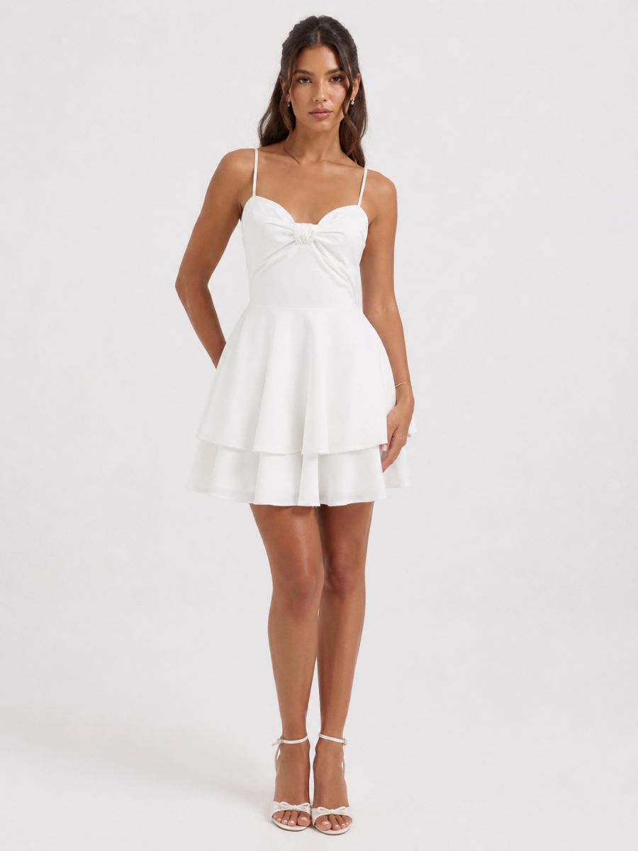 Barbara Front Twist Solid Dress