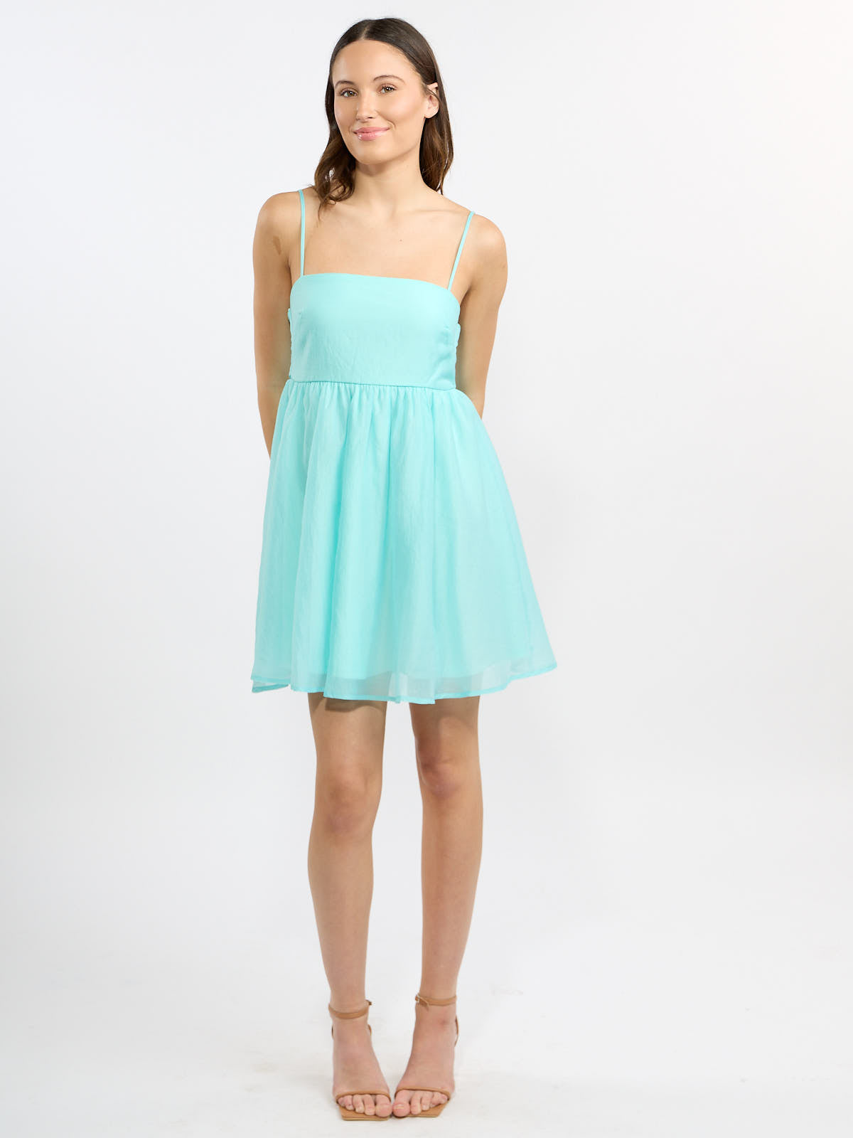 Kallie Spaghetti Strap Organza Tie Back Dress