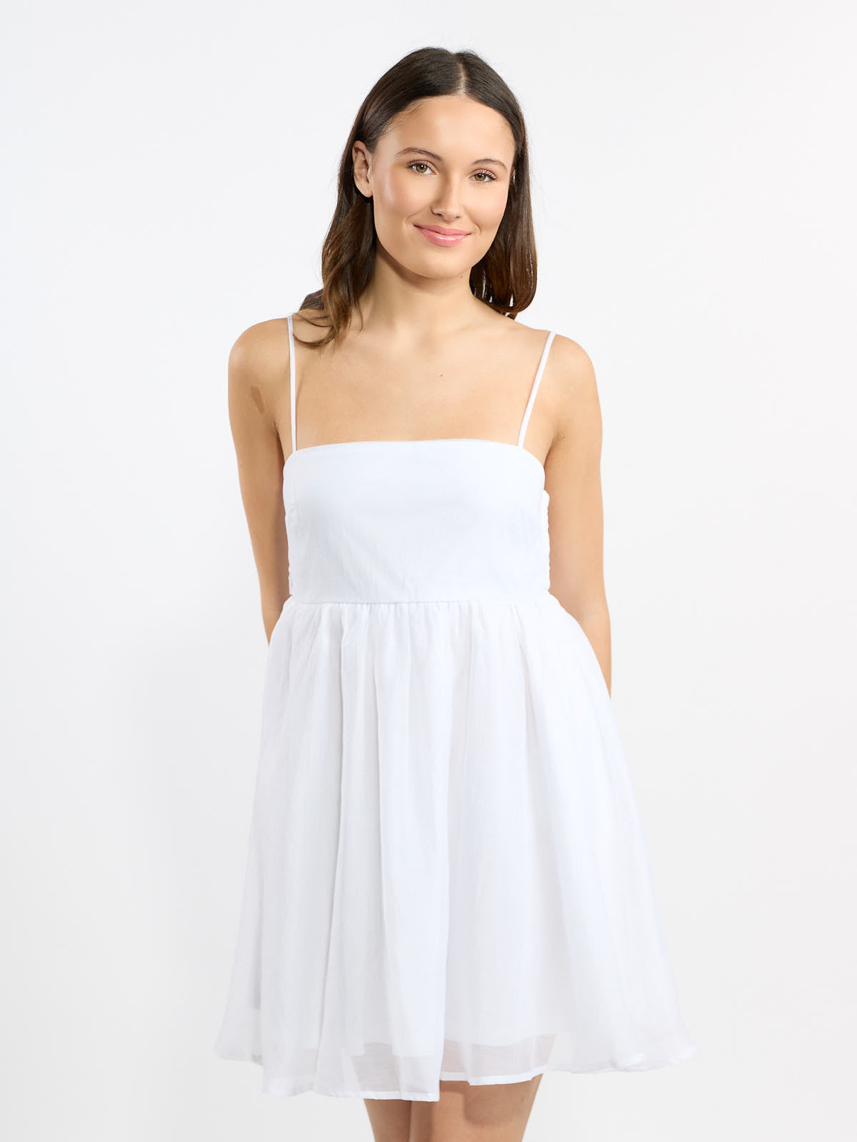 Kallie Spaghetti Strap Organza Tie Back Dress