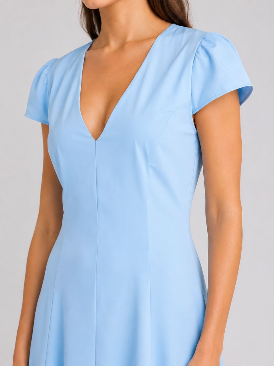 Magnolia Puff Sleeve V-Neck Midi Dress
