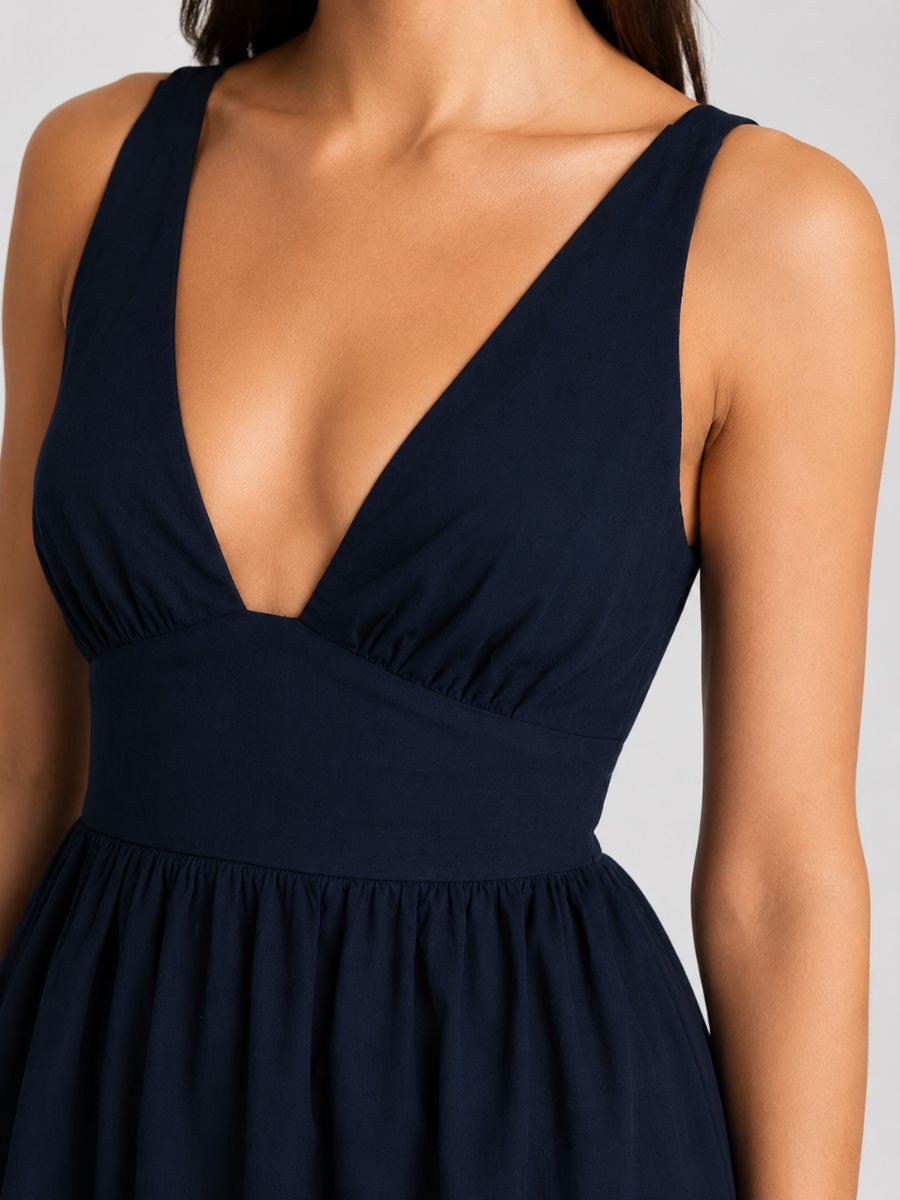 Emily V-Neck Tie Back Cotton Dress