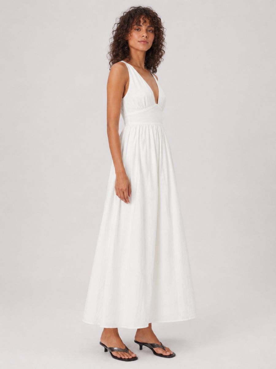 Emily V-Neck Tie Back Cotton Dress