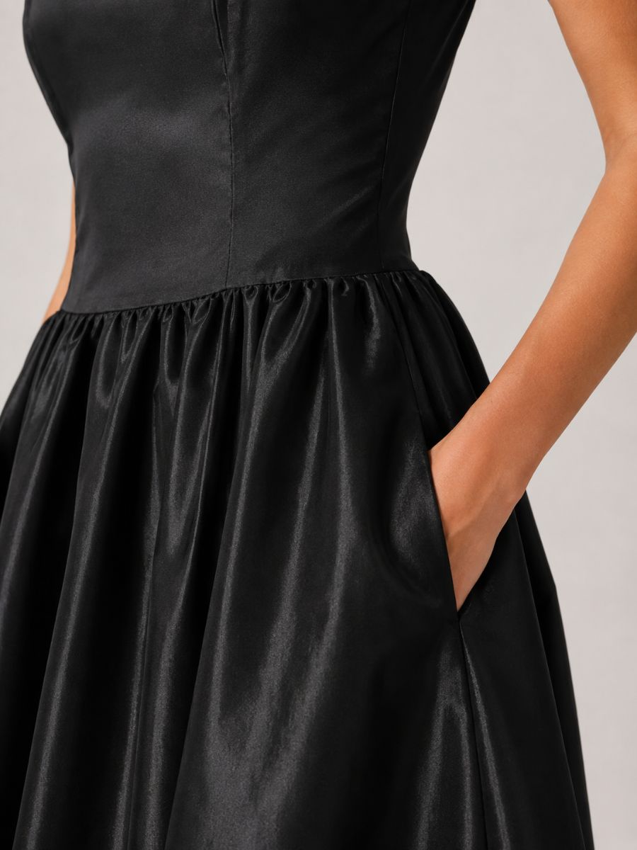 Esme Taffeta Square Neck Midi Dress