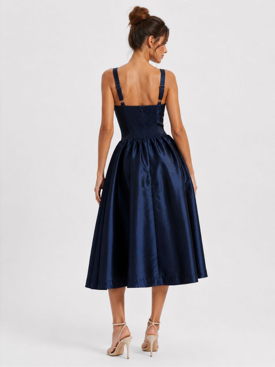 Esme Taffeta Square Neck Midi Dress