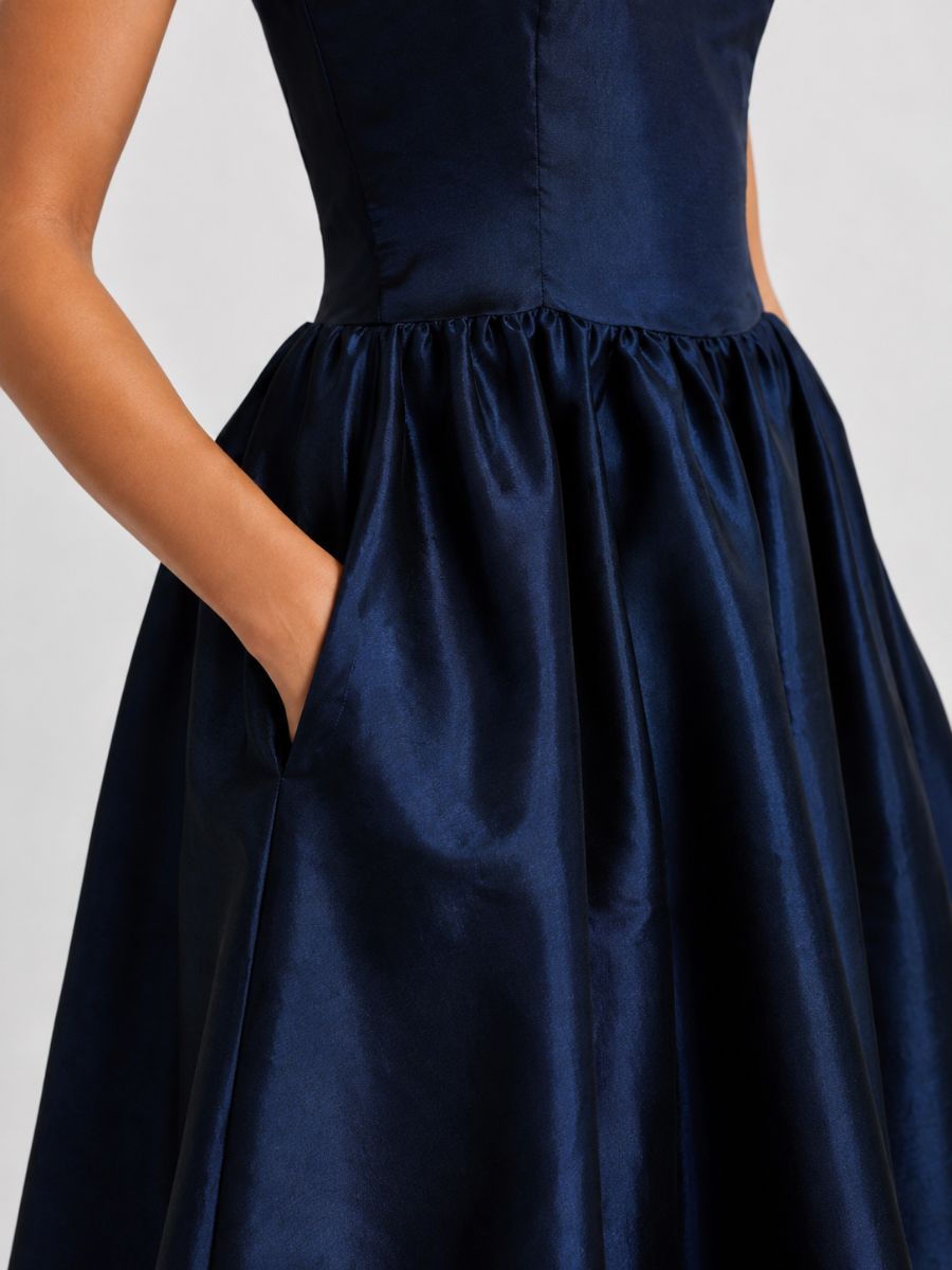 Esme Taffeta Square Neck Midi Dress
