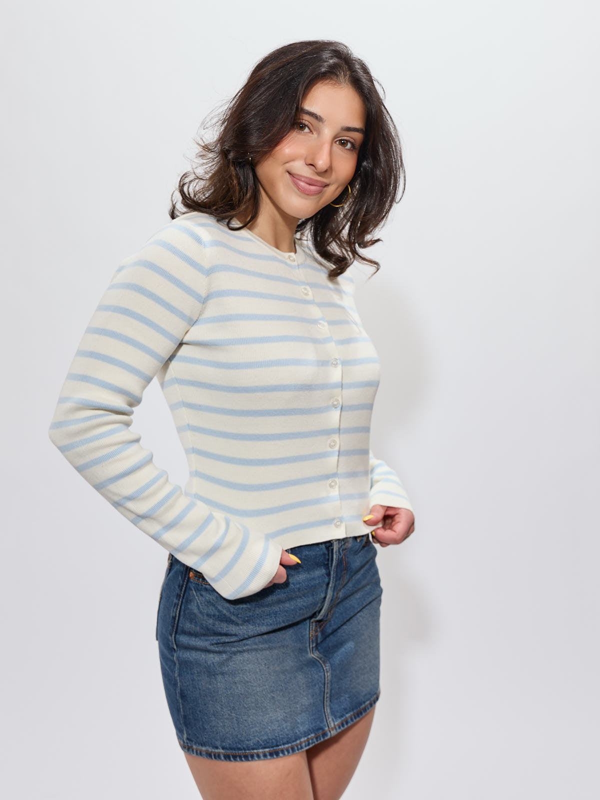 Amelia Stripe Button Cardigan