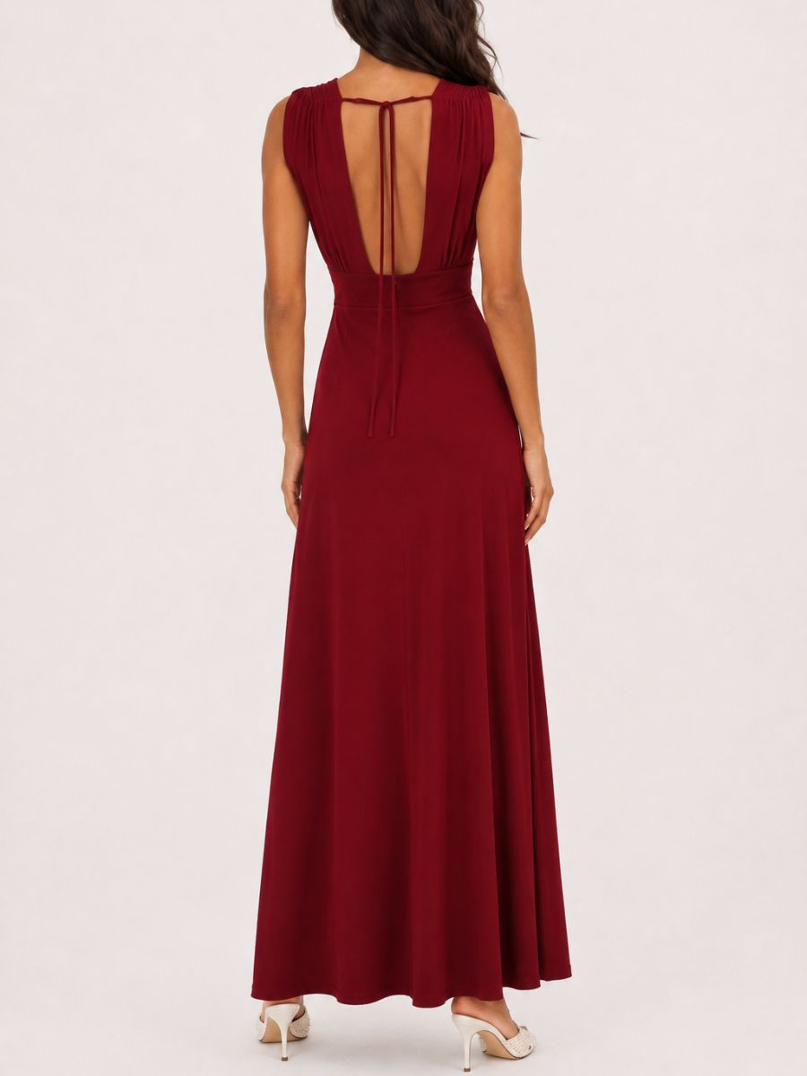 Irene Deep V Tie-Back Maxi Dress