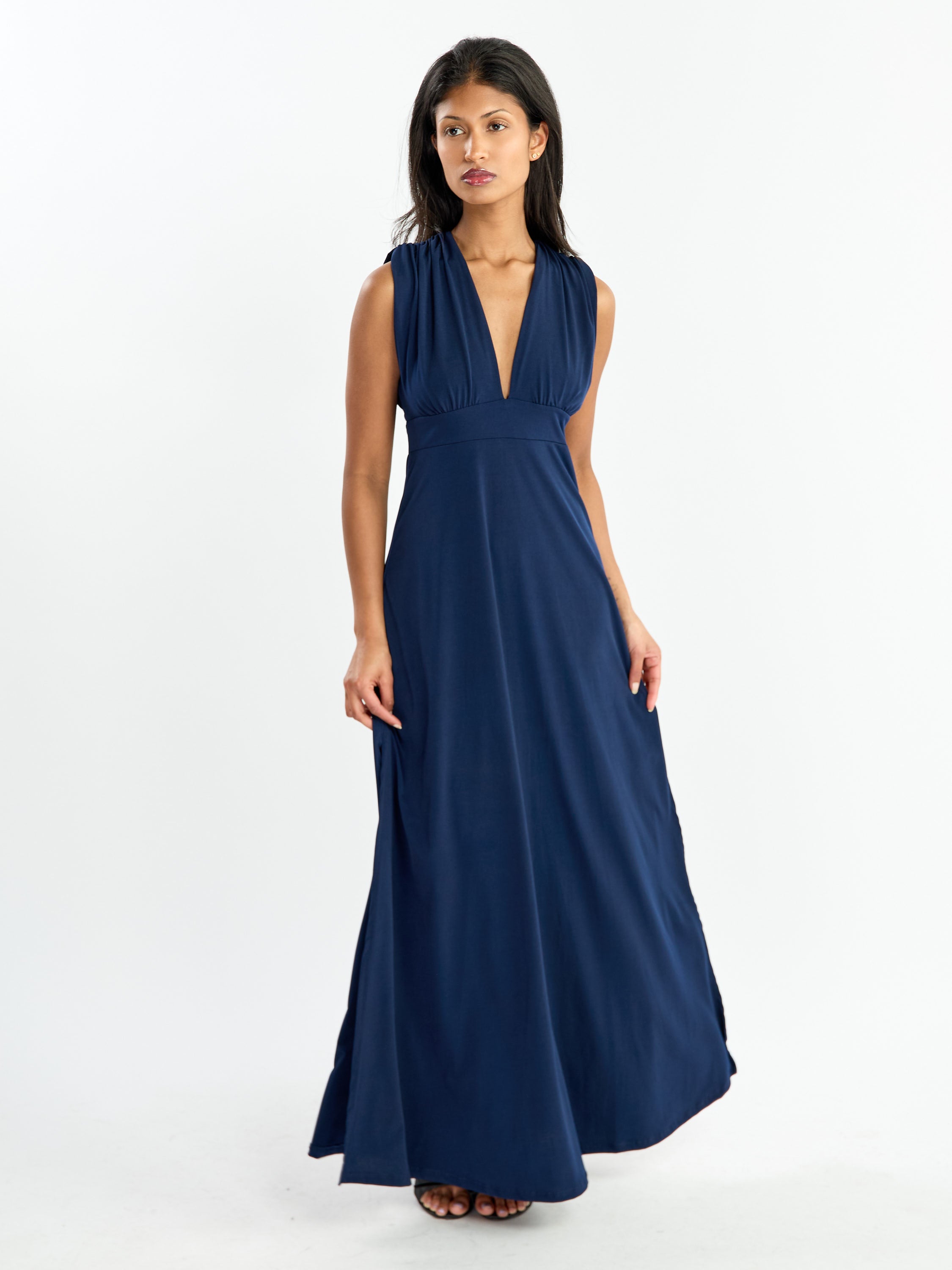 Irene Deep V Tie-Back Maxi Dress