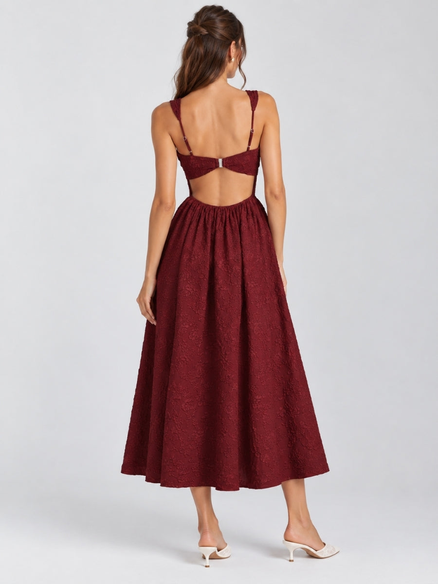 Karla Jacquard Clip Back Midi Dress