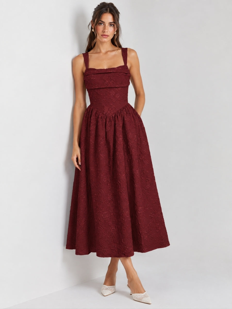 Karla Jacquard Clip Back Midi Dress