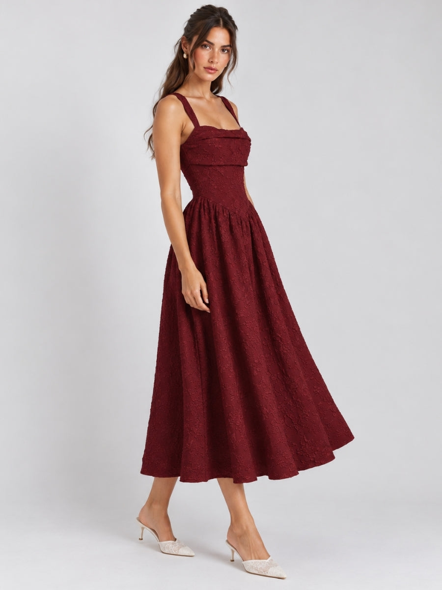 Karla Jacquard Clip Back Midi Dress