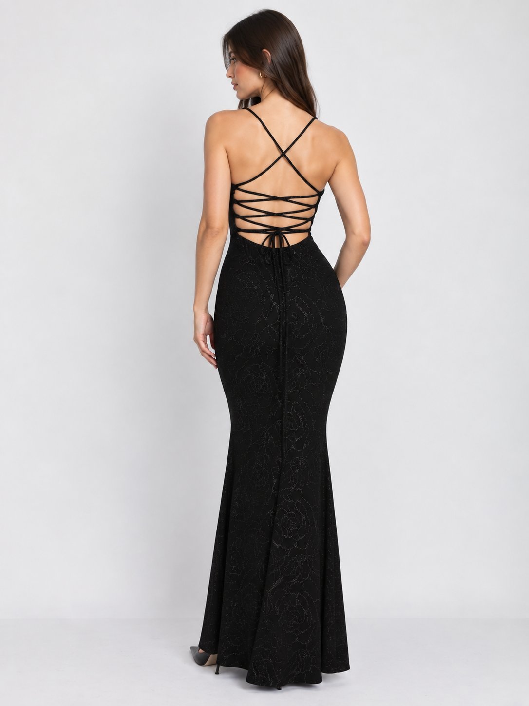 Daniella Glitter Tie Back Maxi Dress