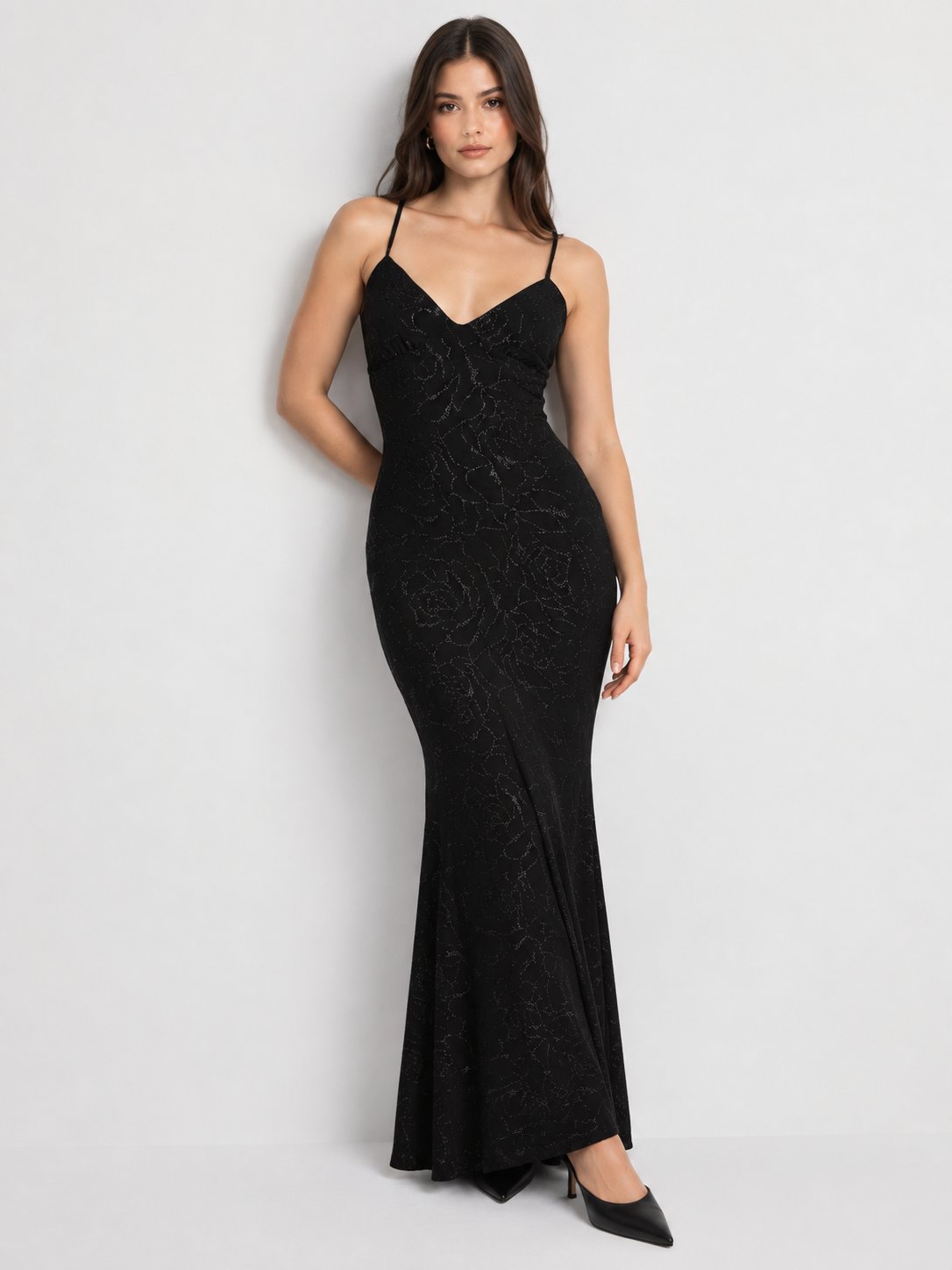 Daniella Glitter Tie Back Maxi Dress