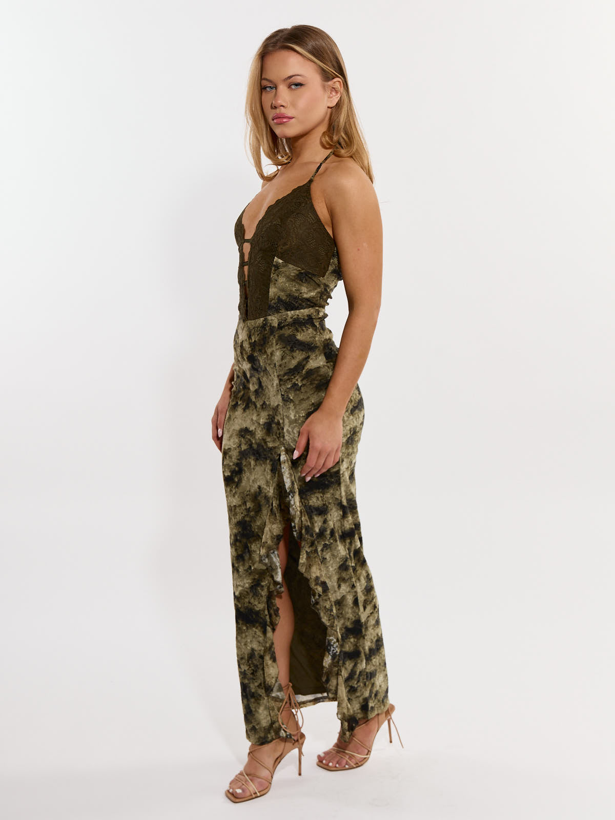 Kennedy V-Neck Ruffle Maxi Dress