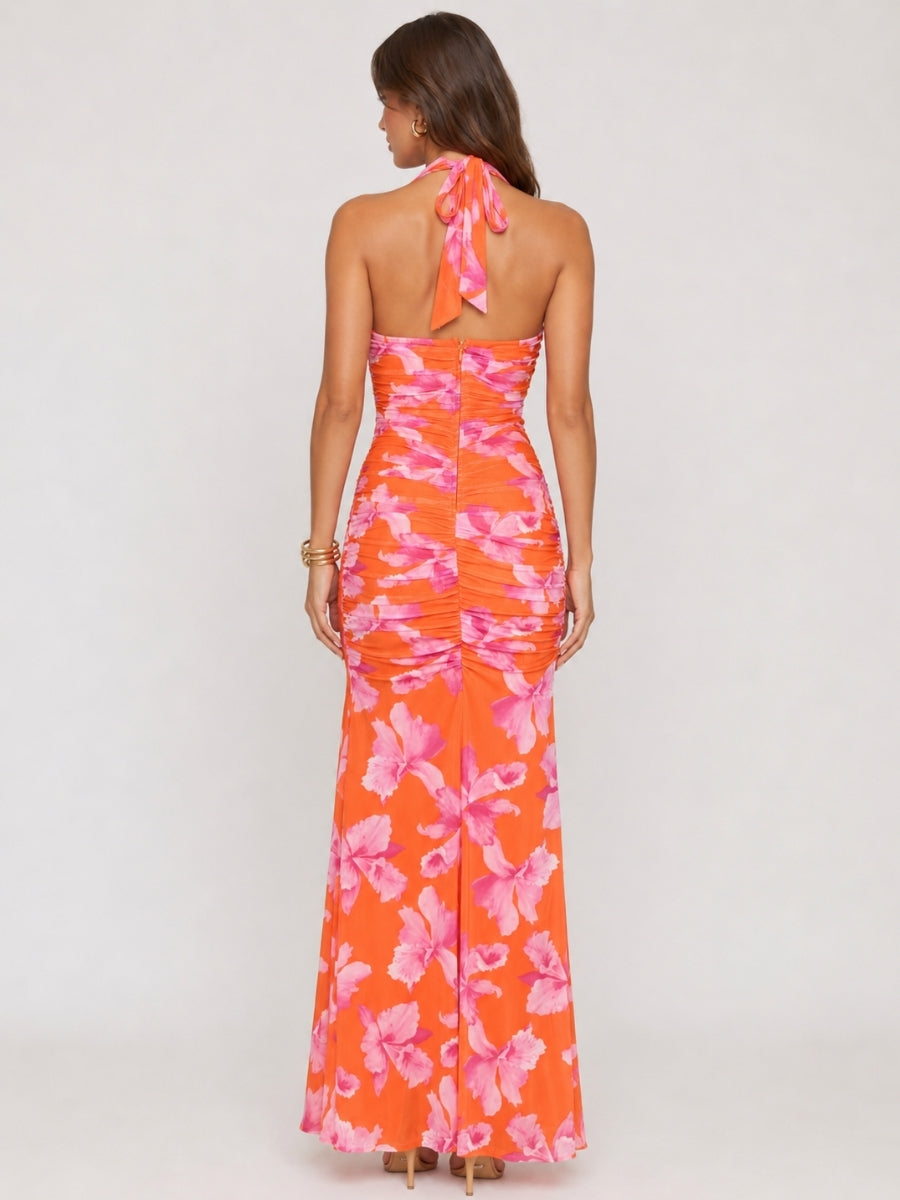 Marisol Wire V Halter Mesh Dress