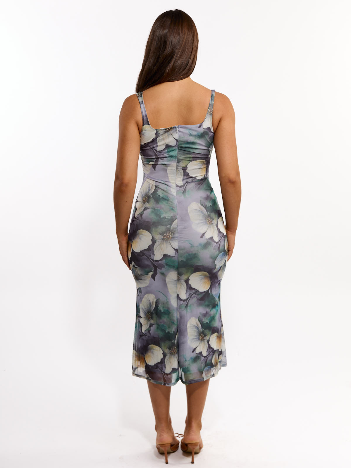 Chloe Square Neck Mesh Midi Dress