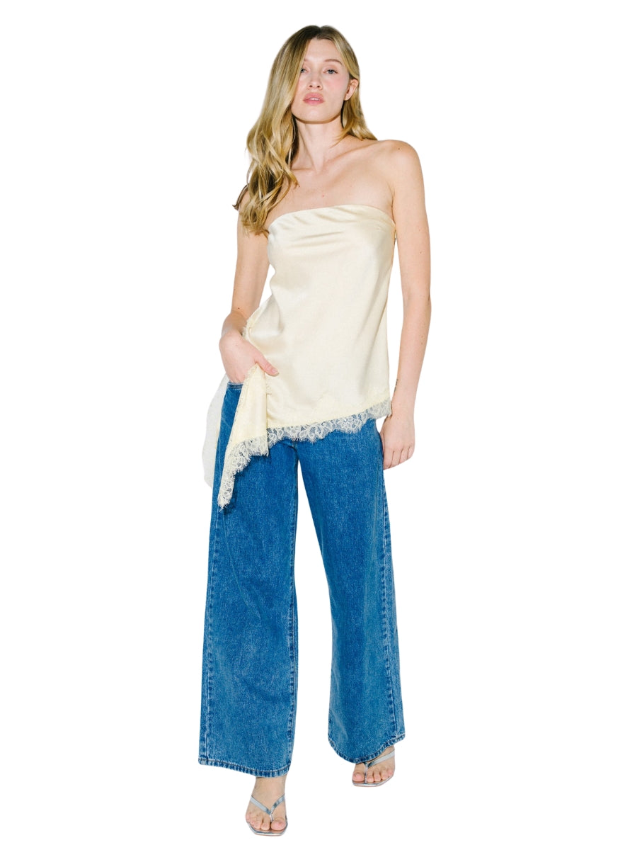 Sol Strapless Satin Lace Top