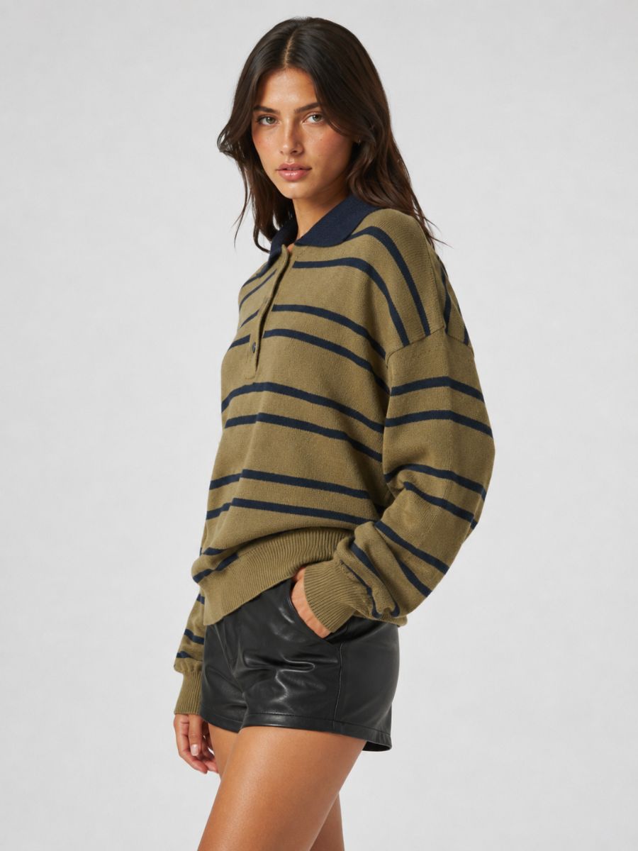 Celeste Stripe Polo Sweater