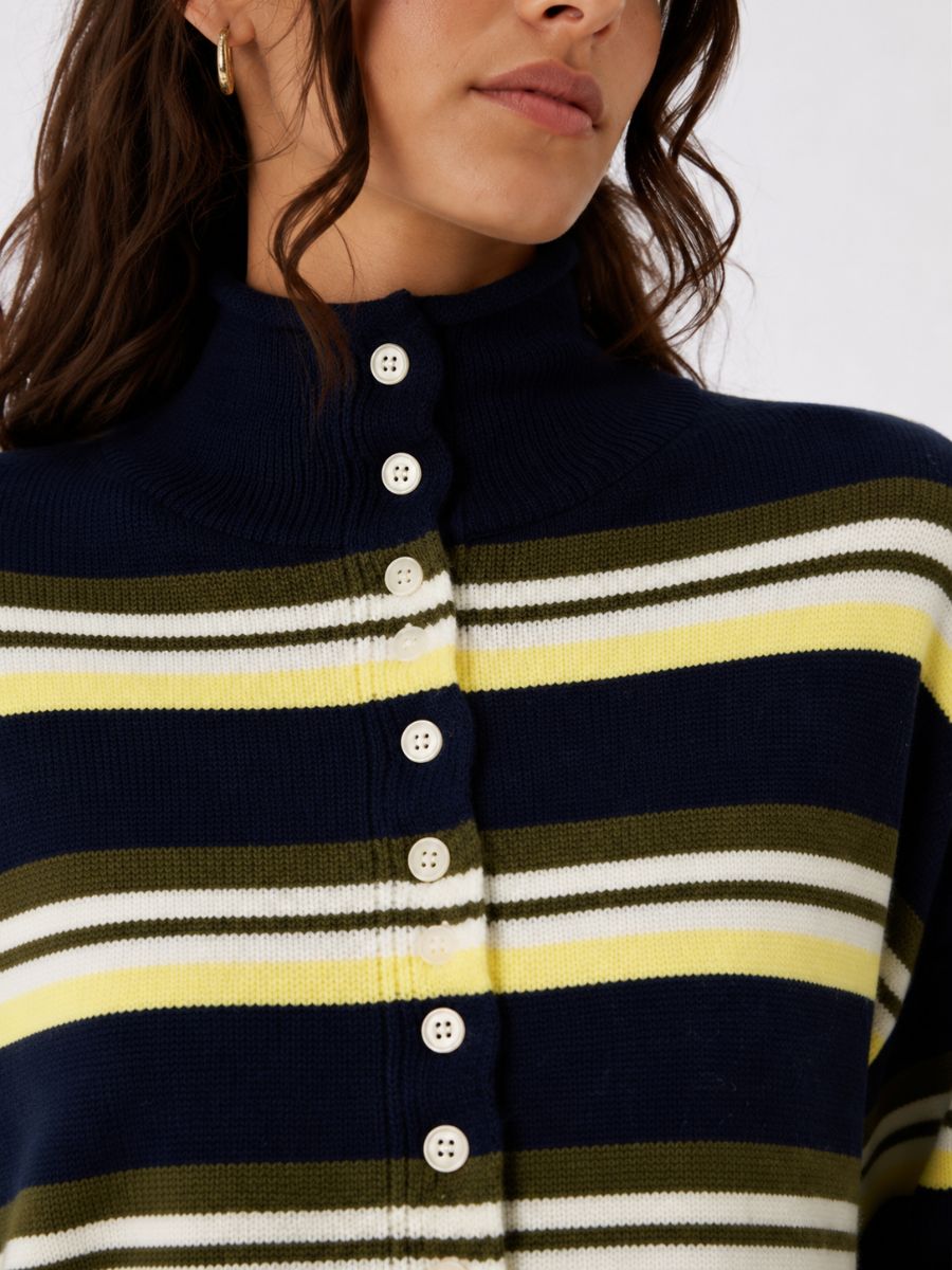 Elliot Funnel Neck Stripe Cardigan