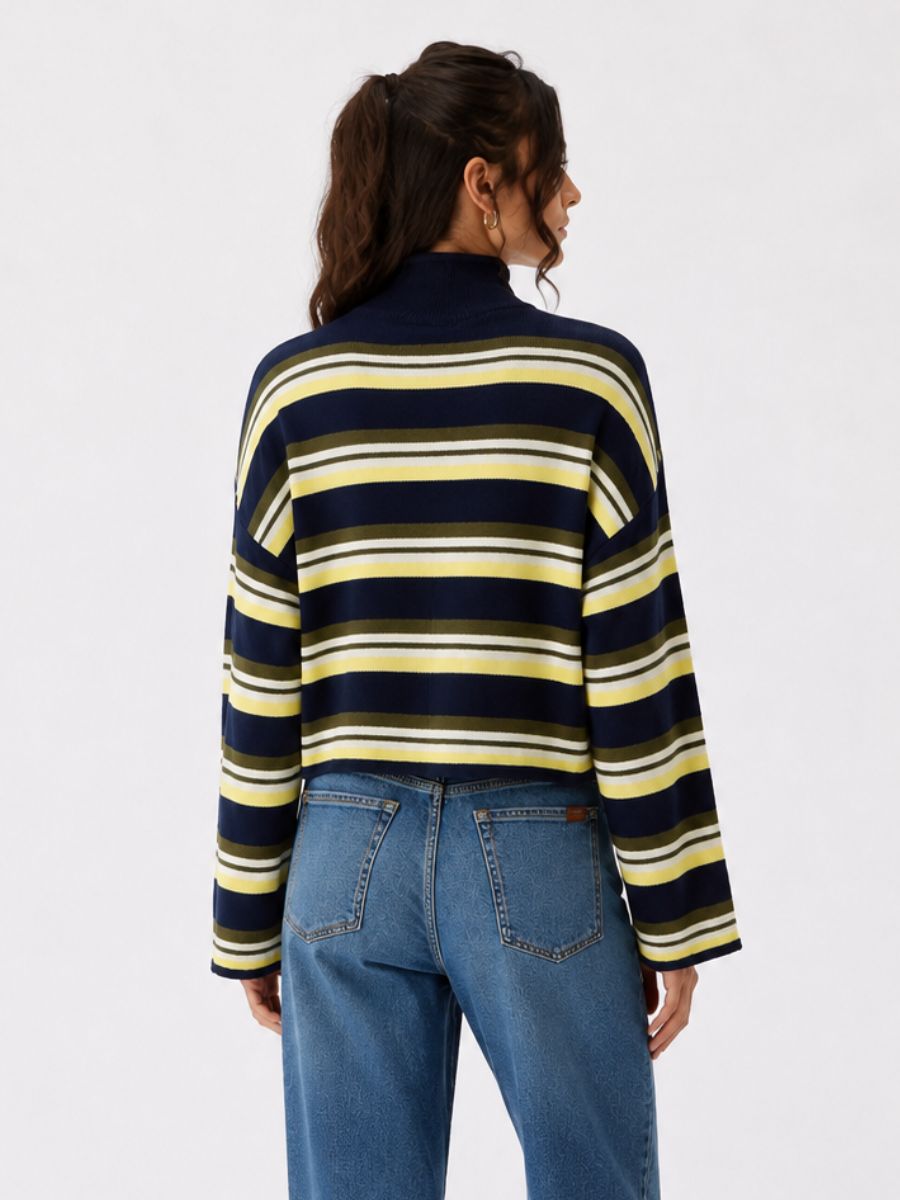 Elliot Funnel Neck Stripe Cardigan