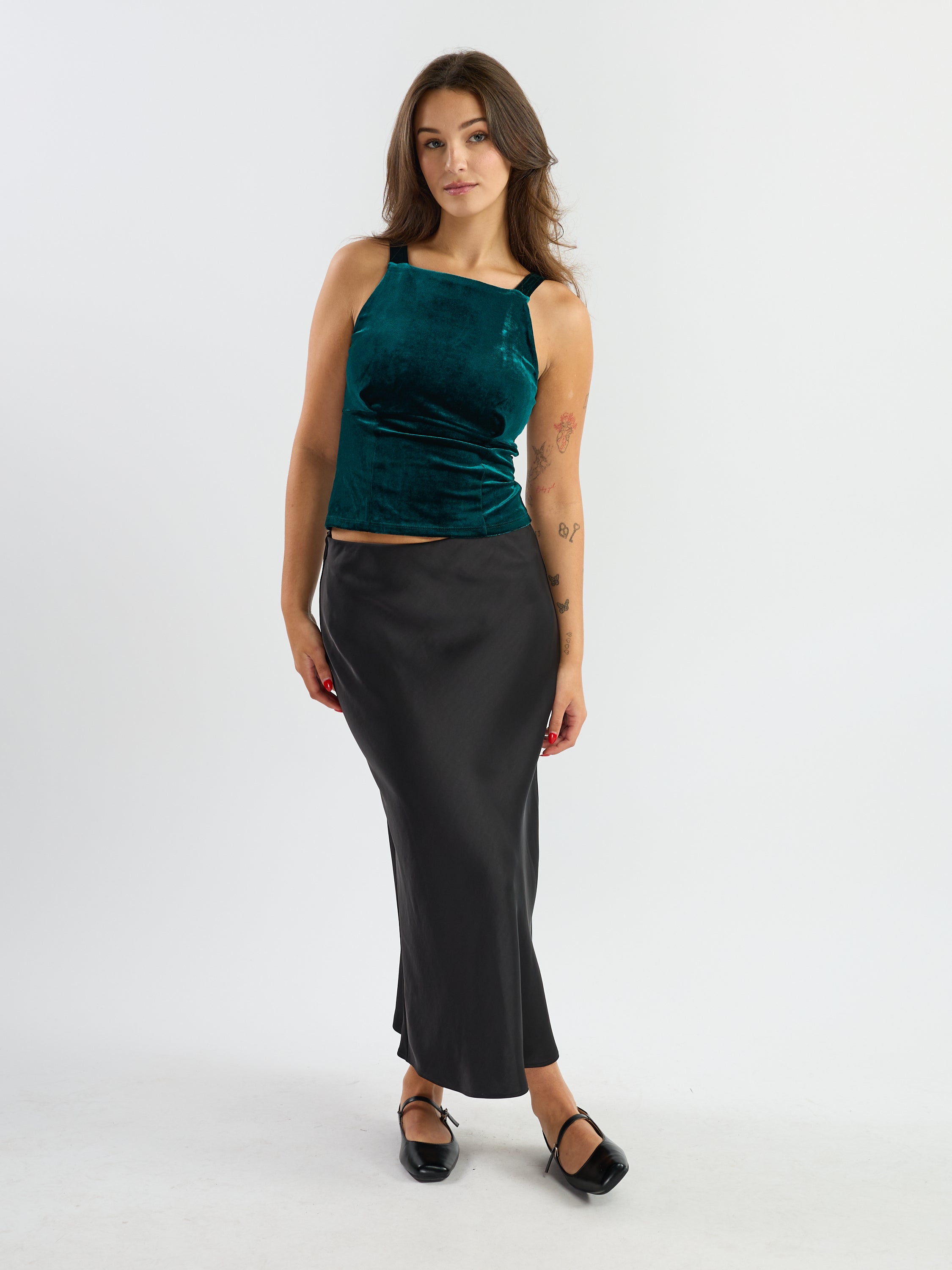 Velvet Sleeveless Bow Neck Top
