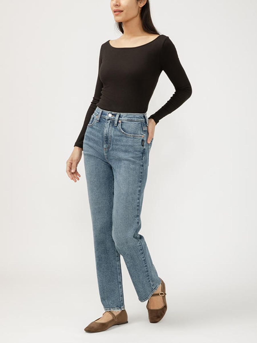 Silver Highly Desirable High Rise Straight Leg Jean