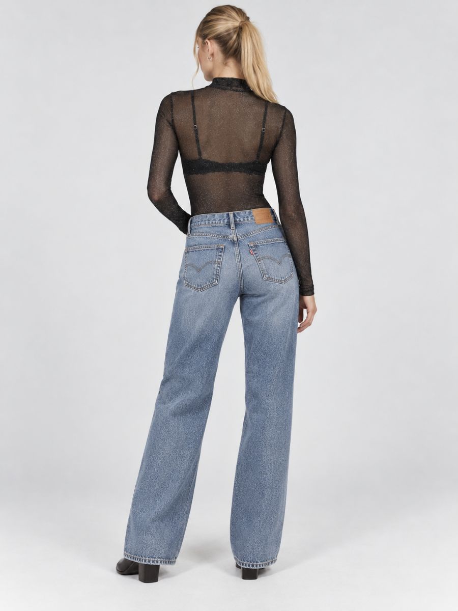 Sienna Mock Neck Sequin Mesh Bodysuit