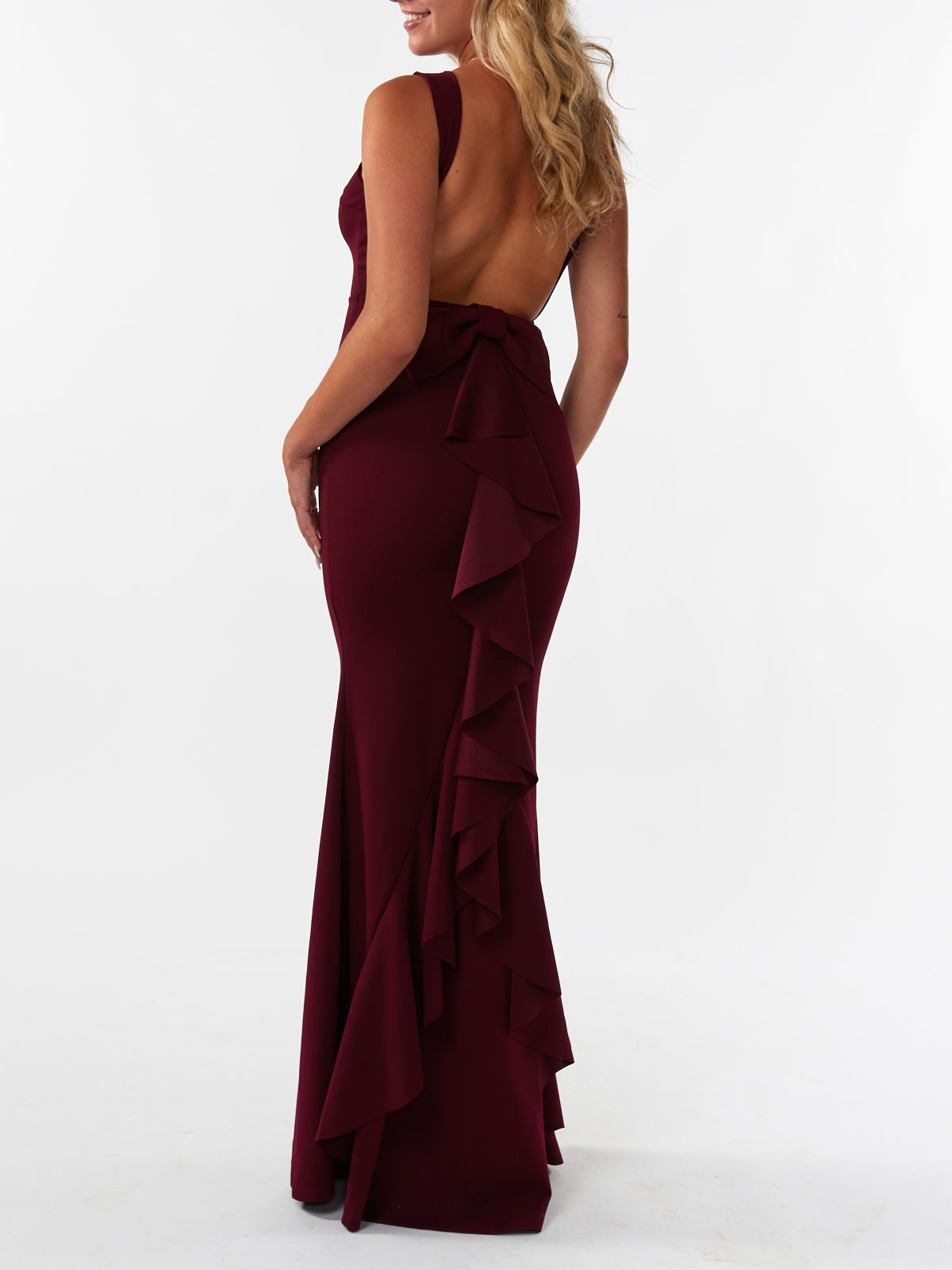 Red Carpet Bow Back Maxi Dress