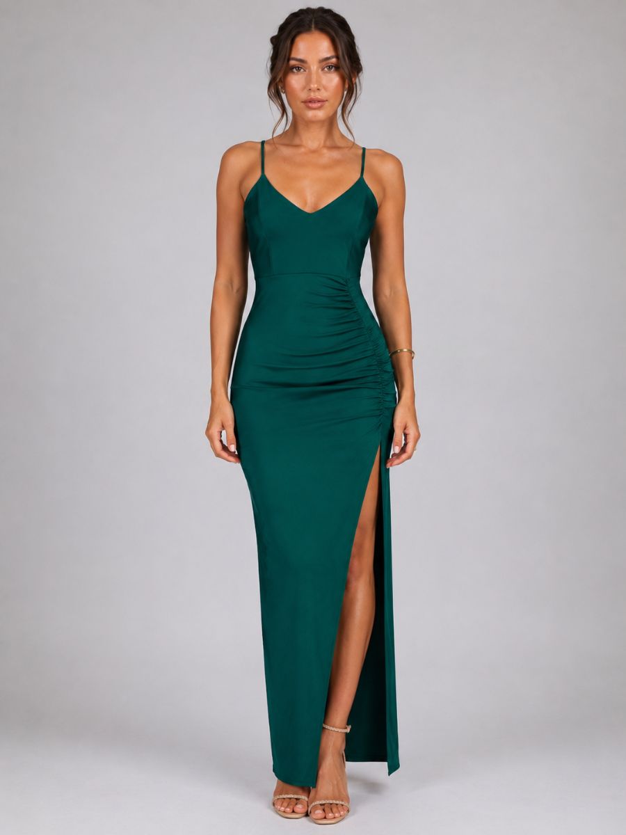 Annabelle Side Cinch Satin Maxi Dress