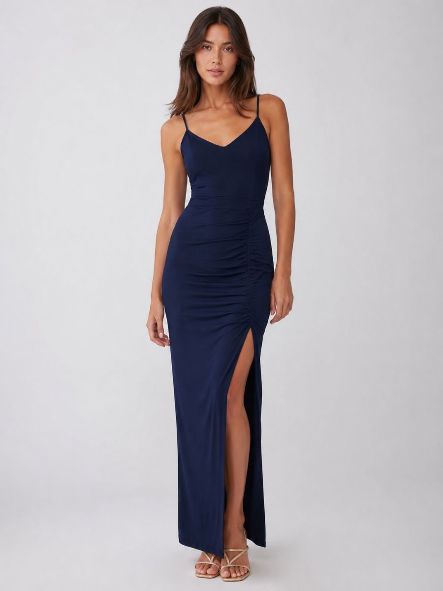Annabelle Side Cinch Satin Maxi Dress