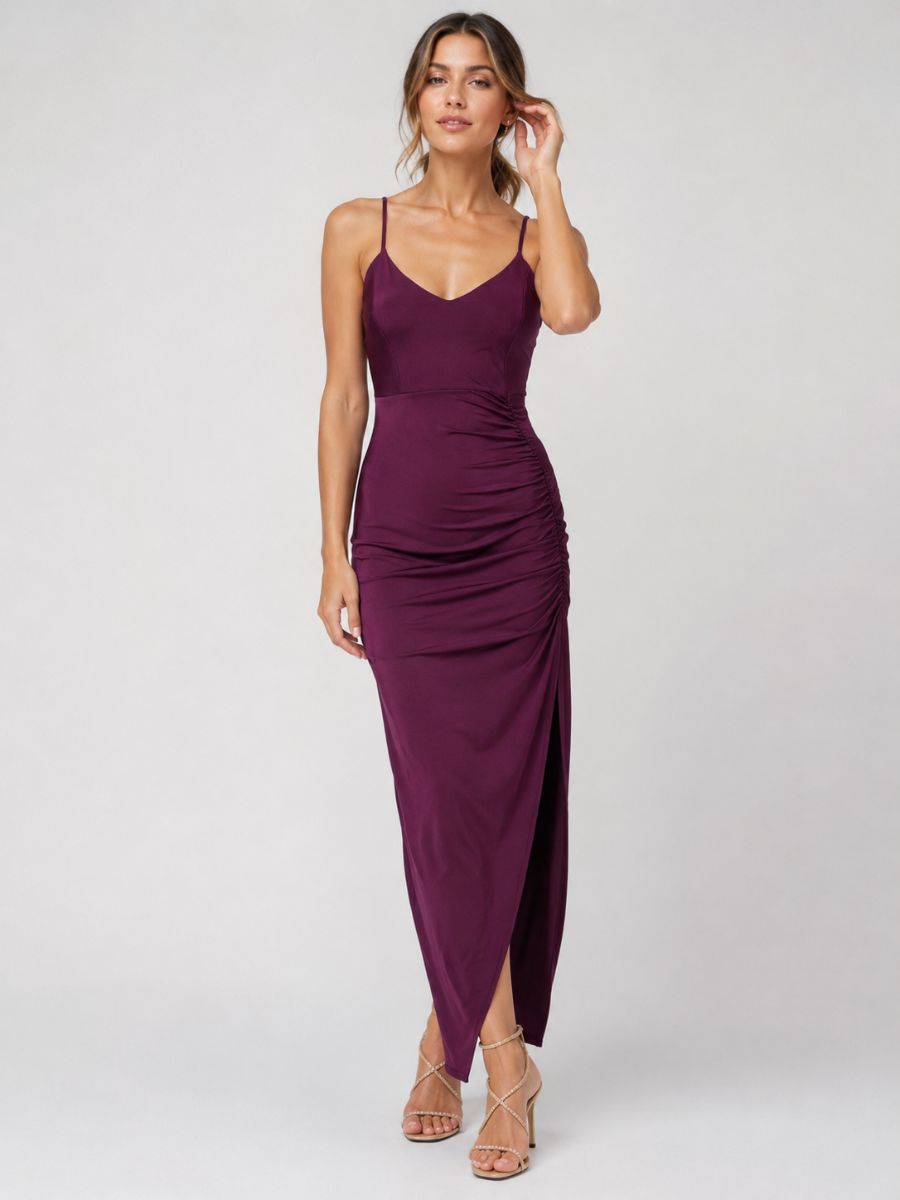 Annabelle Side Cinch Satin Maxi Dress