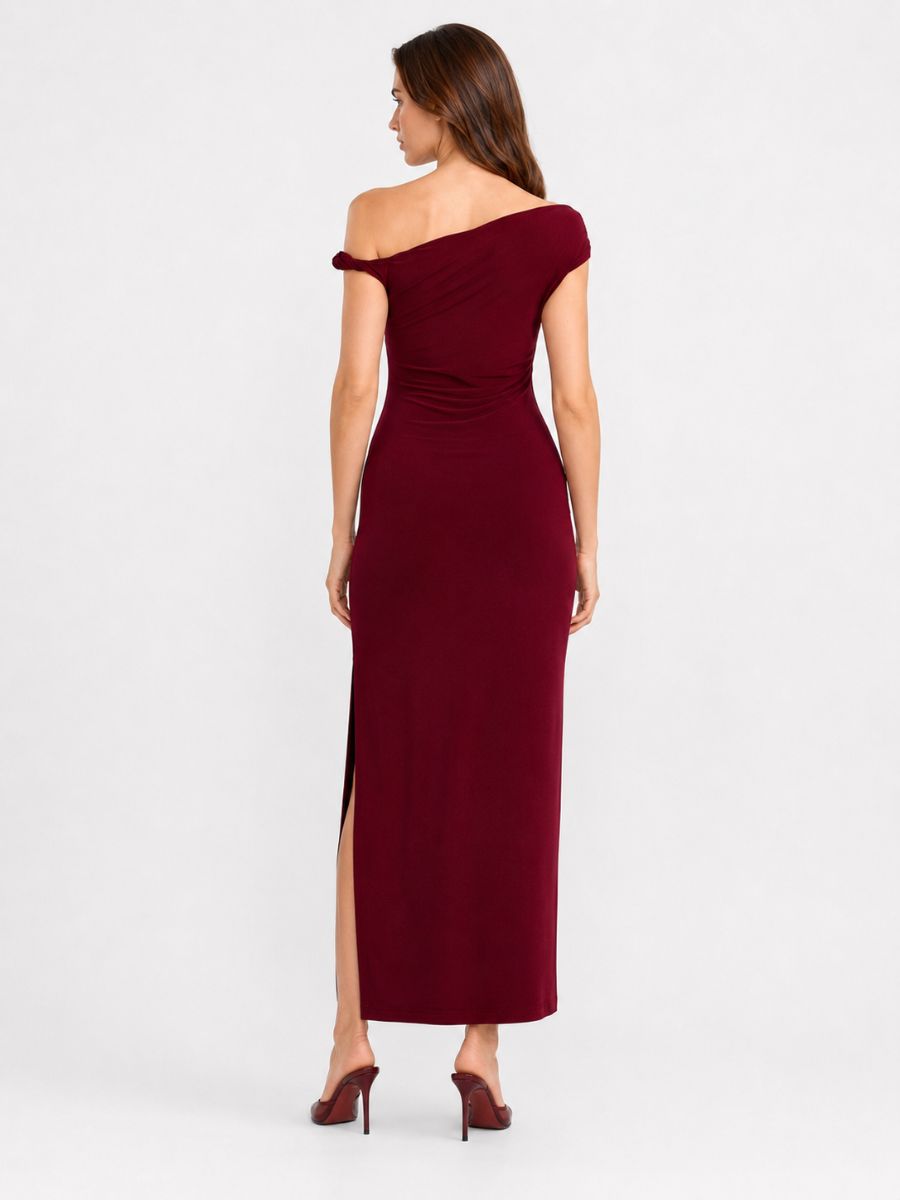 Veda Twist Shoulder Jersey Midi Dress