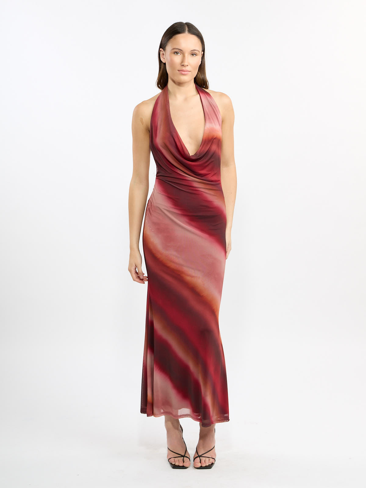 Zara Scoop Neck Mesh Maxi Dress
