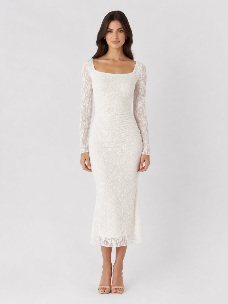 Willa Lace Long Sleeve Midi Dress