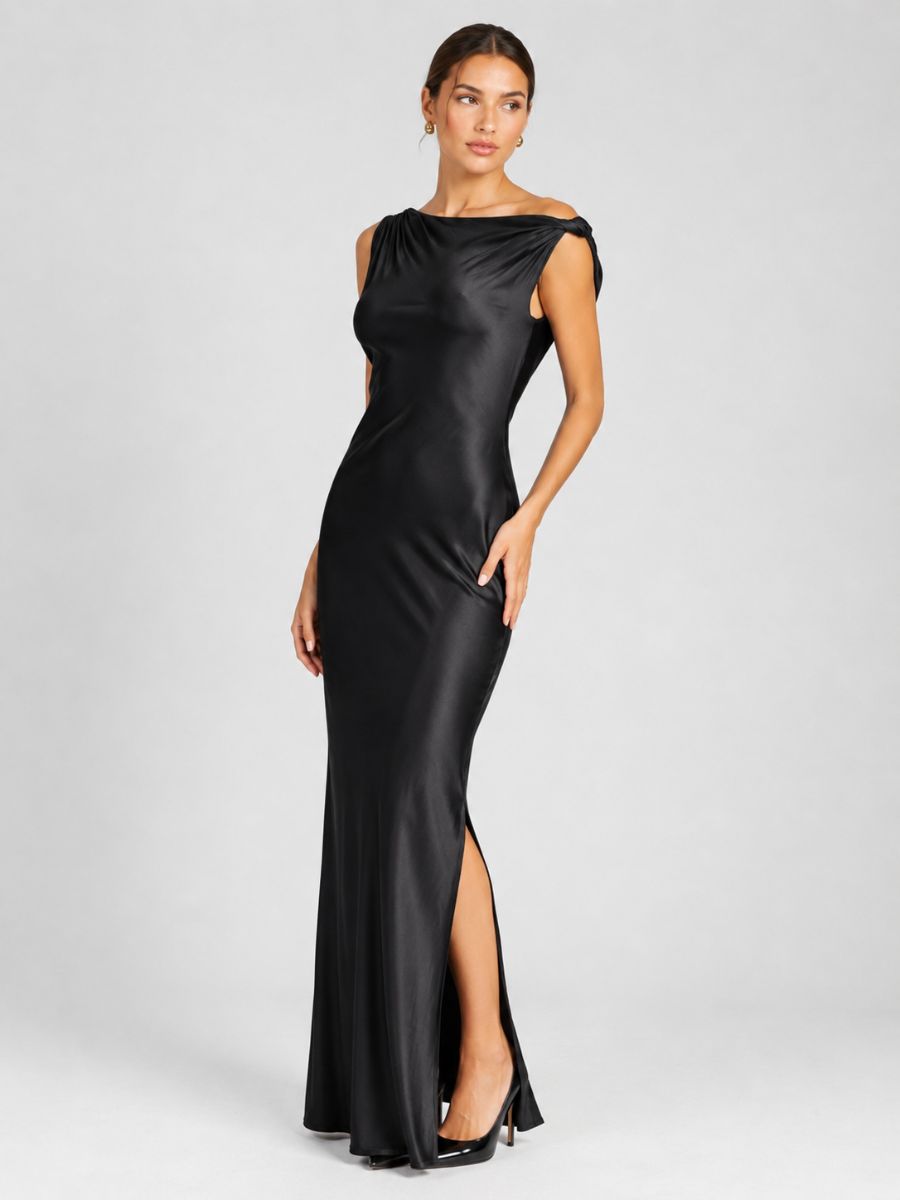 Veda Stretch Satin Midi Dress