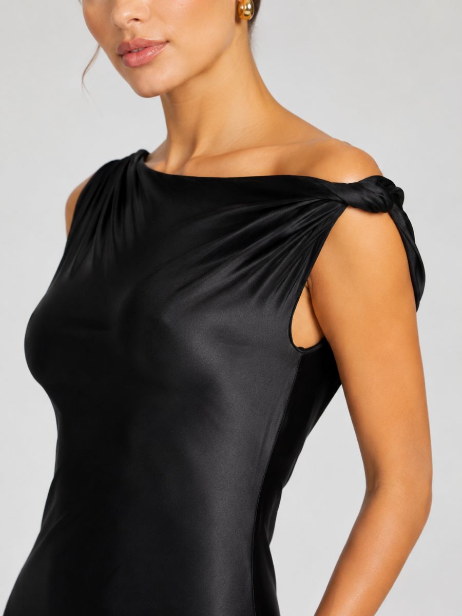Veda Stretch Satin Midi Dress