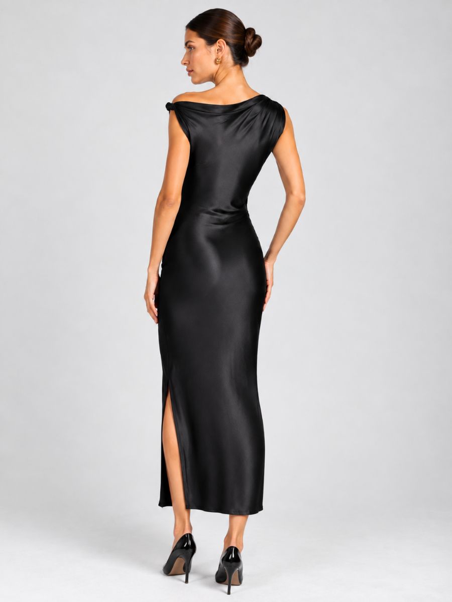 Veda Stretch Satin Midi Dress