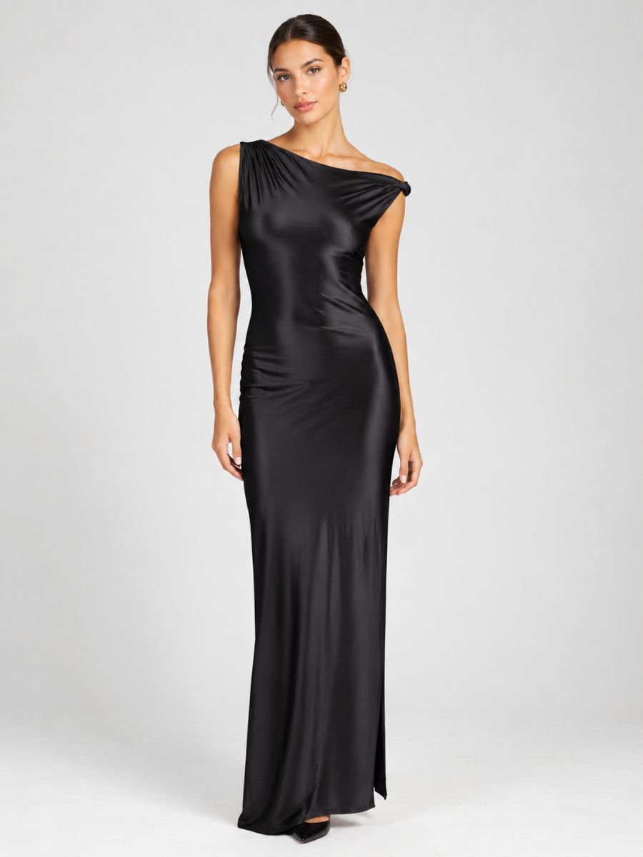 Veda Stretch Satin Midi Dress
