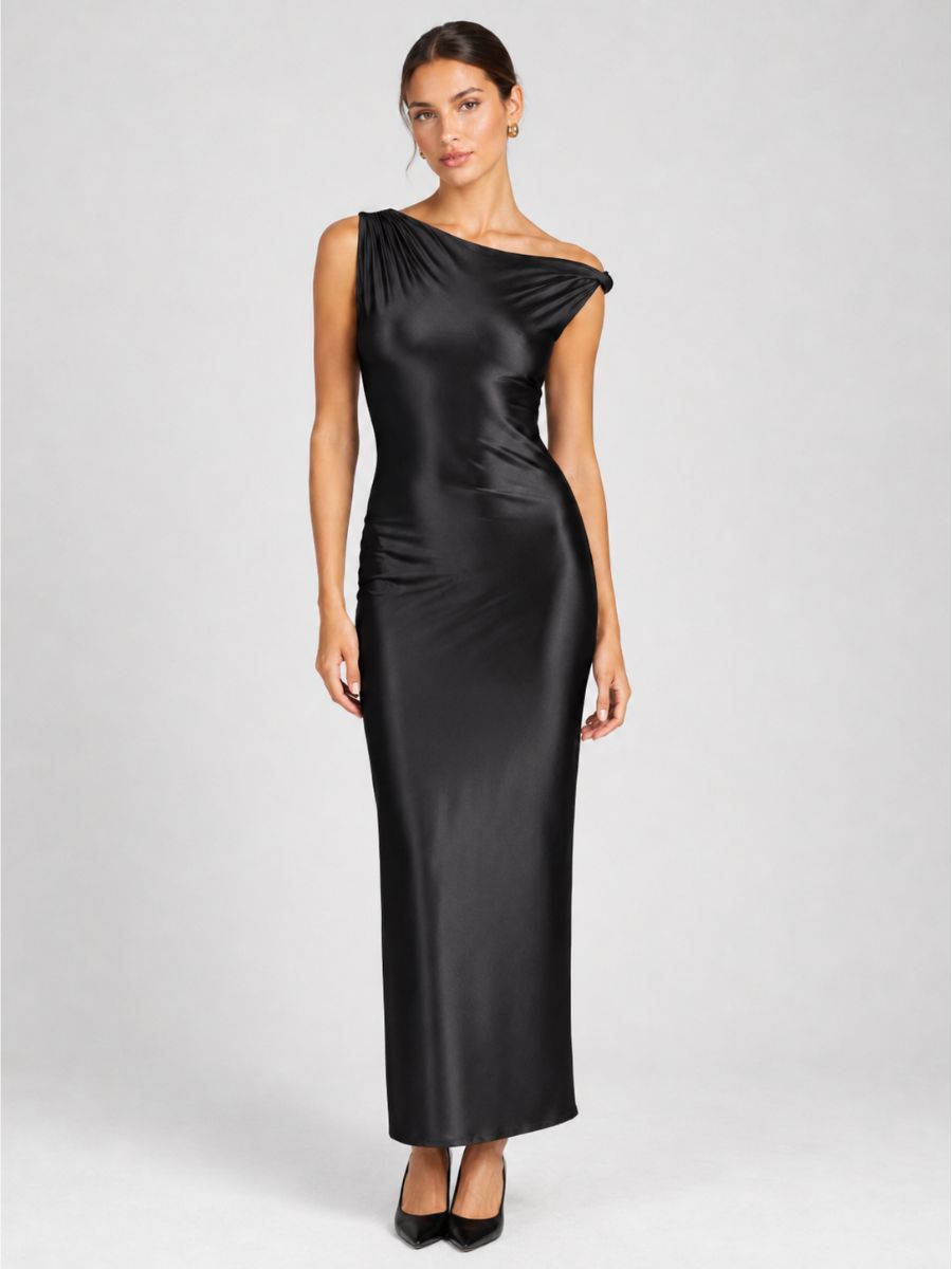 Veda Stretch Satin Midi Dress