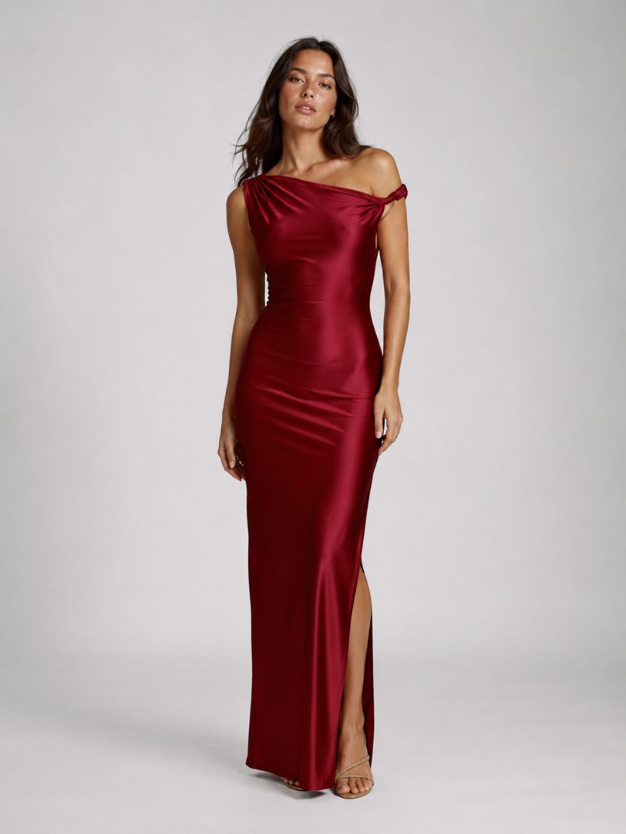 Veda Stretch Satin Midi Dress