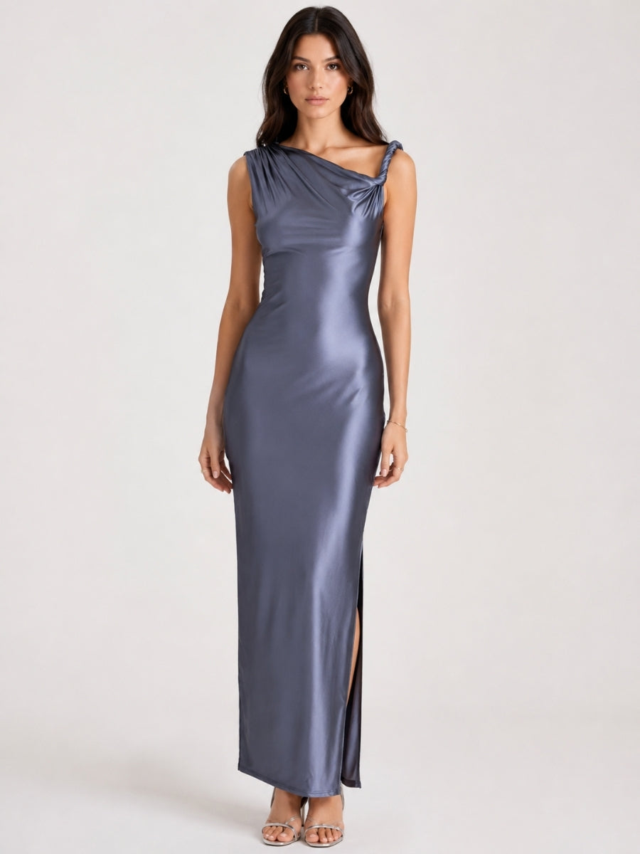 Veda Stretch Satin Midi Dress