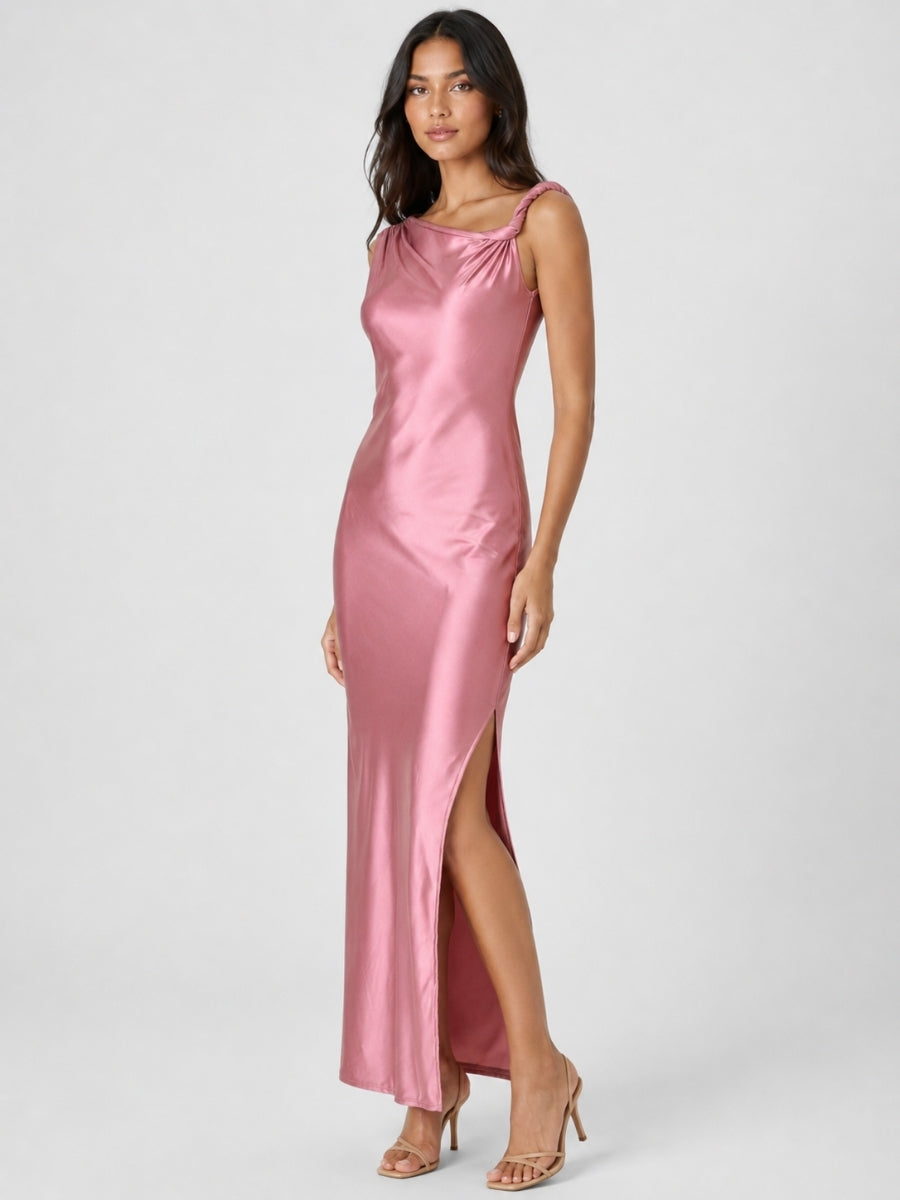 Veda Stretch Satin Midi Dress