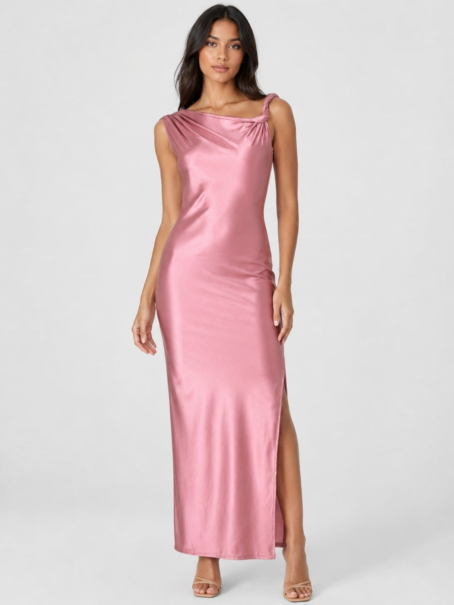 Veda Stretch Satin Midi Dress