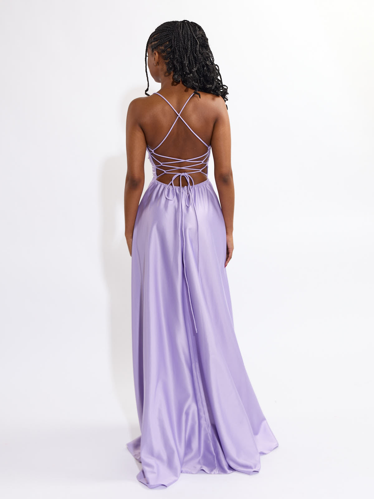 Sally Satin Slit Maxi Dress