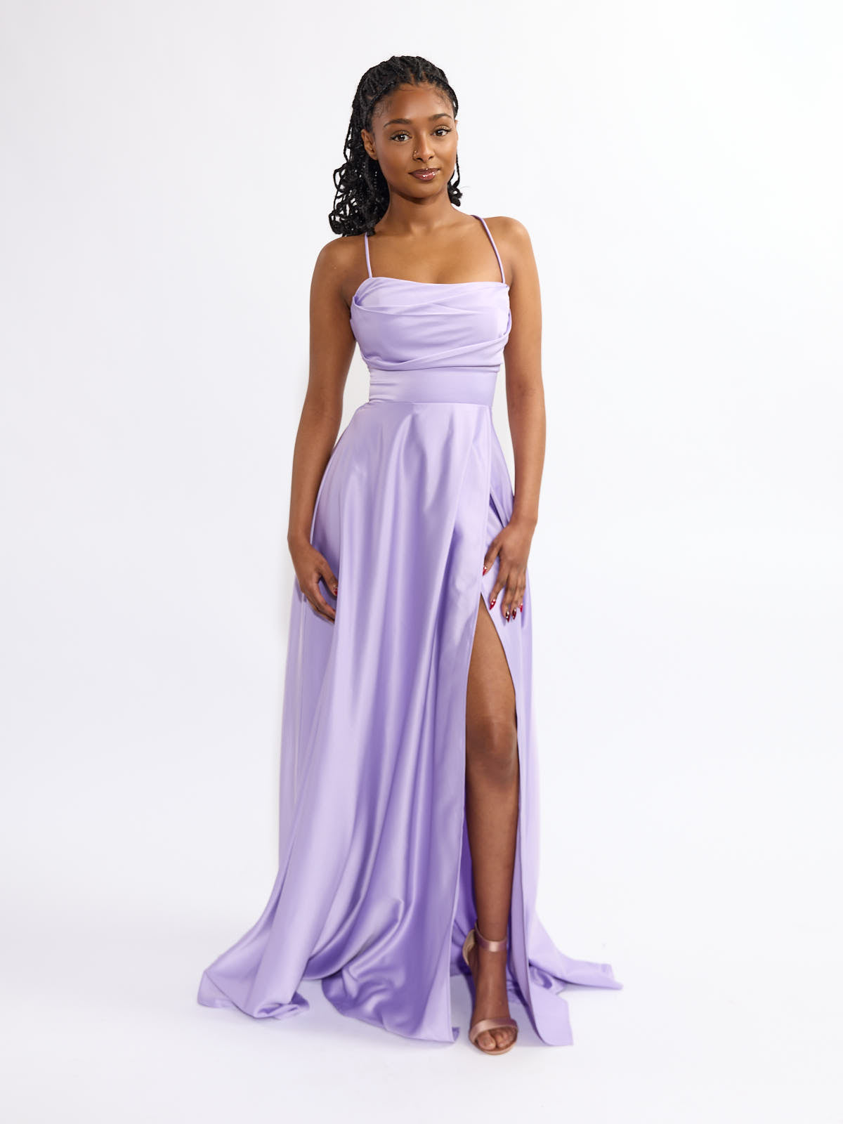 Sally Satin Slit Maxi Dress
