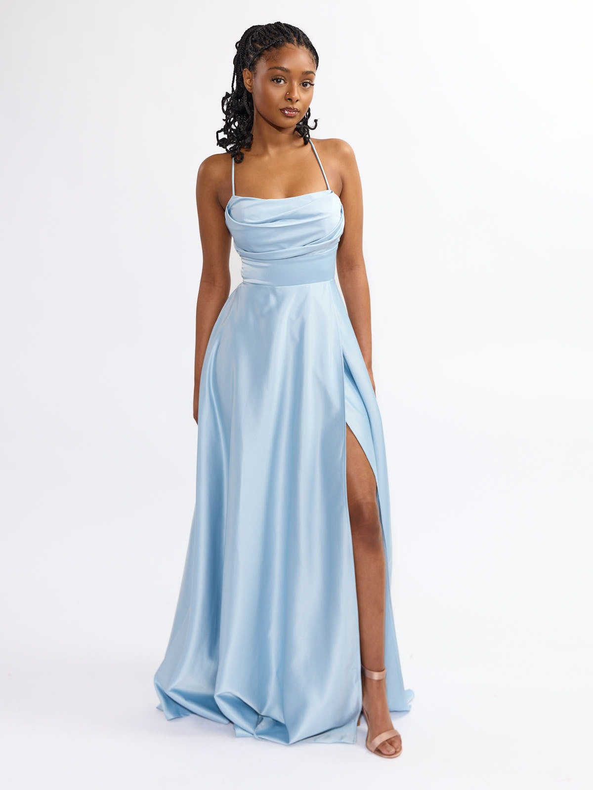 Sally Satin Slit Maxi Dress